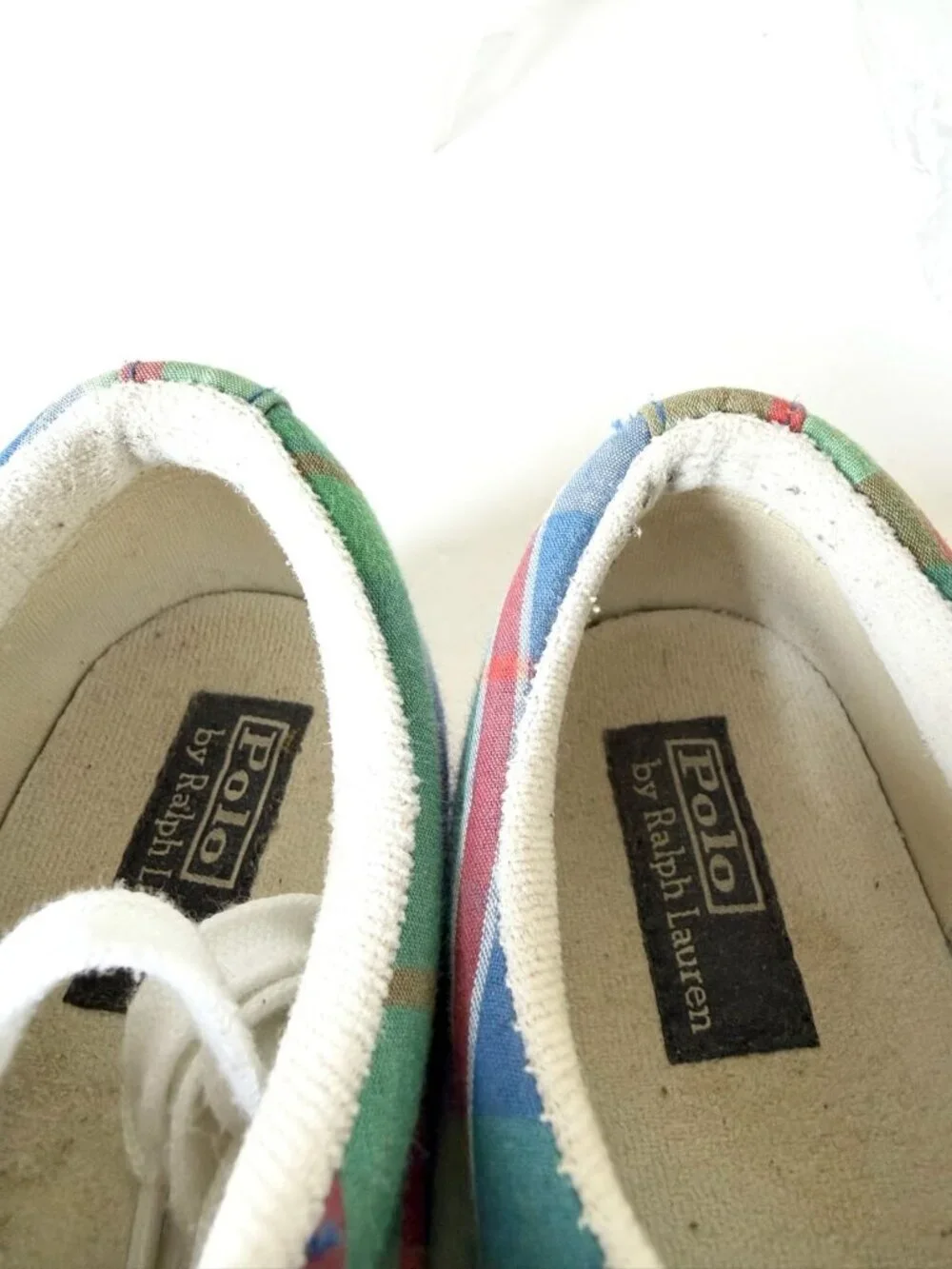 Polo Ralph Lauren Gillian Sneakers Womens Size 7 Madras Plaid Low Top Preppy